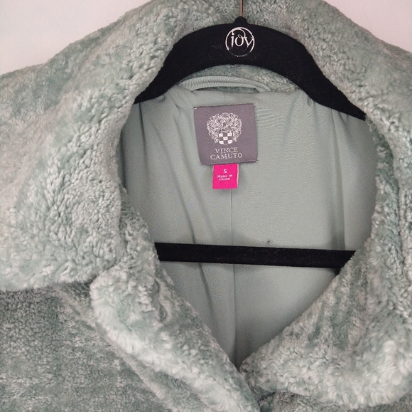 Vince Camuto Mint Green Colored Faux Fur Fuzzy Heavyweight Teddy Jacket - Picture 4 of 7